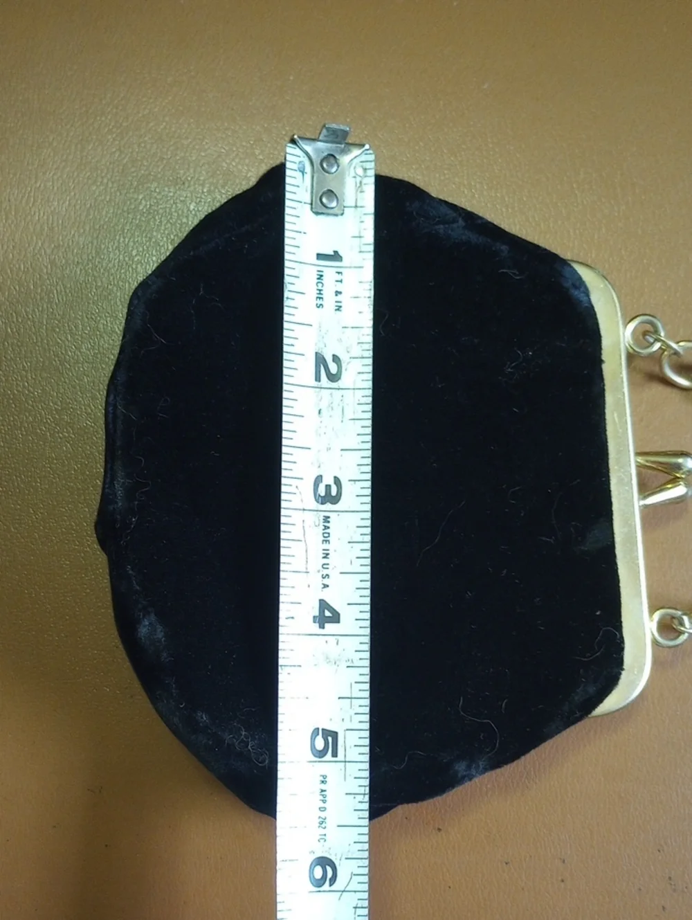 Vintage Retro Black Velvet Girl's Clutch Purse w/ Gold Chain